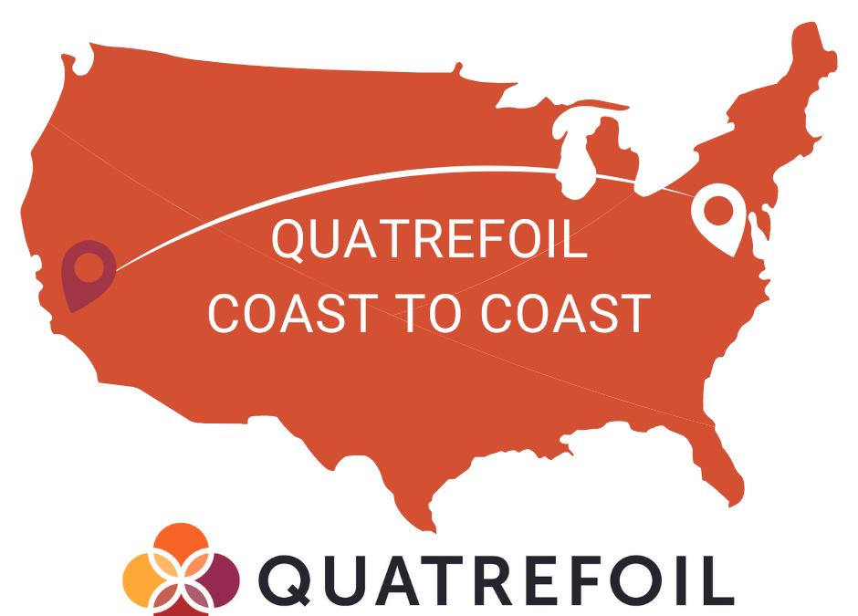 The words "Quatrefoil Coast to Coast" over a graphic of the United States