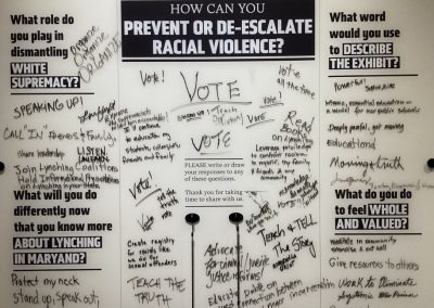 A view of an interactive that allows people to write on a white board.