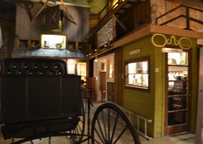 A museum that contains an assortment of replica and original artifacts, including a stagecoach, and a recreated general store.